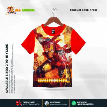 Iron Man Half-sleeve 3D Sublimation T-shirts For kids - Code: AF46
