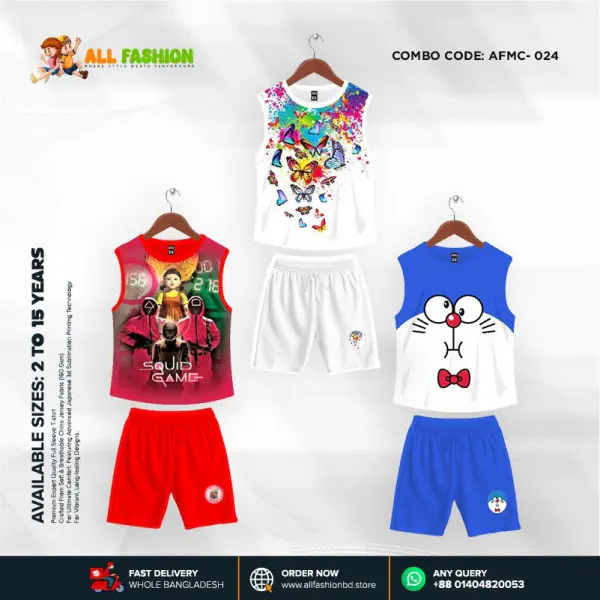 High Quality Kids Cartoon Maggie Combo 3D Sublimation T-shirts For Kids -AFMC024