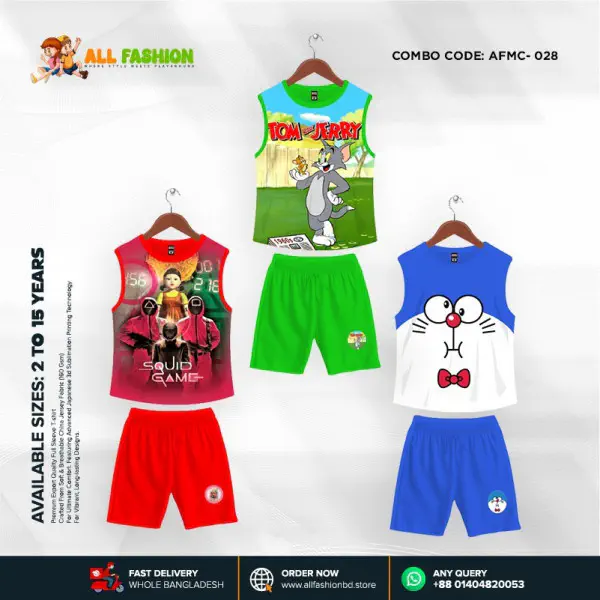 High Quality Kids Cartoon Maggie Combo 3D Sublimation T-shirts For Kids -AFMC028