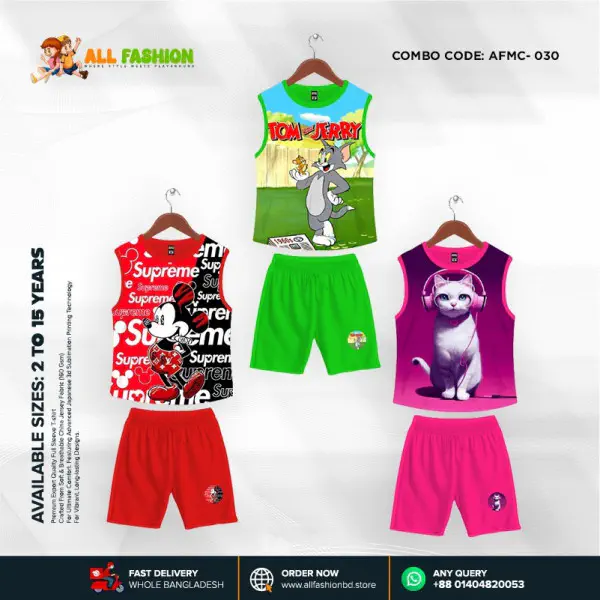 High Quality Kids Cartoon Maggie Combo 3D Sublimation T-shirts For Kids -AFMC030