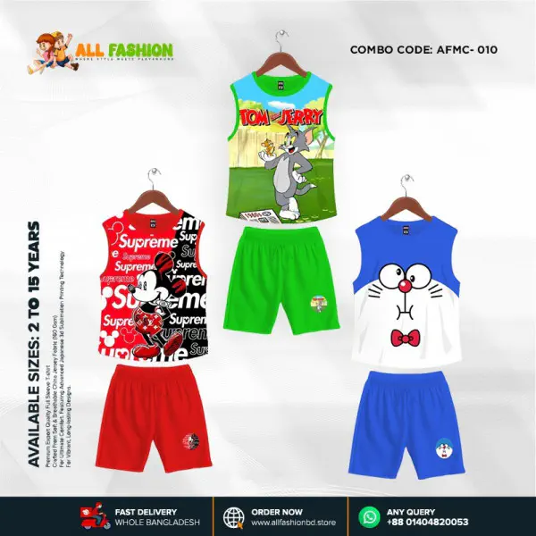 High Quality Kids Cartoon Maggie Combo 3D Sublimation T-shirts For Kids -AFMC010