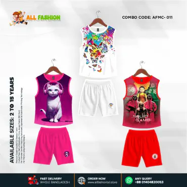 High Quality Kids Cartoon Maggie Combo 3D Sublimation T-shirts For Kids -AFMC011