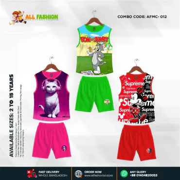 High Quality Kids Cartoon Maggie Combo 3D Sublimation T-shirts For Kids -AFMC012