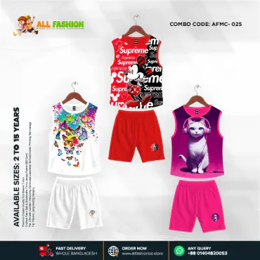 High Quality Kids Cartoon Maggie Combo 3D Sublimation T-shirts For Kids -AFMC025