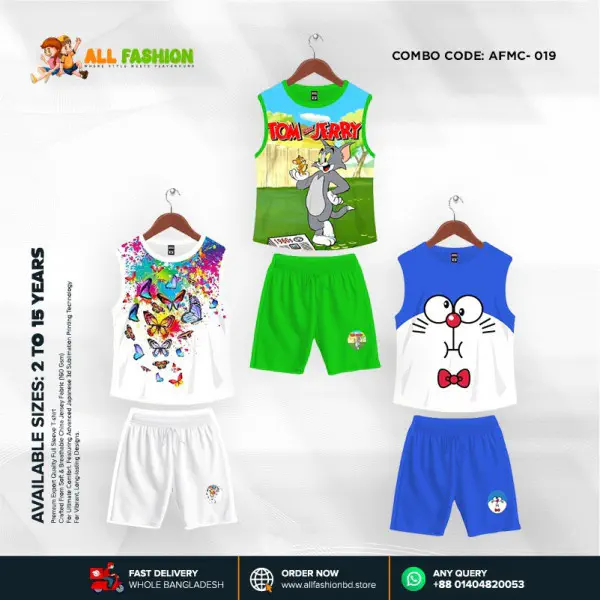 High Quality Kids Cartoon Maggie Combo 3D Sublimation T-shirts For Kids -AFMC019
