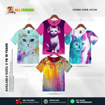 KIDS 3D T-SHIRT COMBO 09 HALF SLEEVE BOYS & GIRLS (SUBLIMATION PRINT)-AFC39
