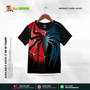 Spider Half-sleeve 3D Sublimation T-shirts For kids -AF023 