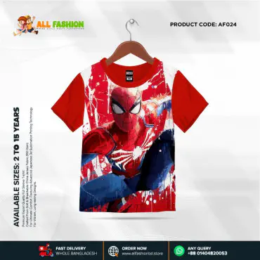 Spider Half-sleeve 3D Sublimation T-shirts For kids - AF024