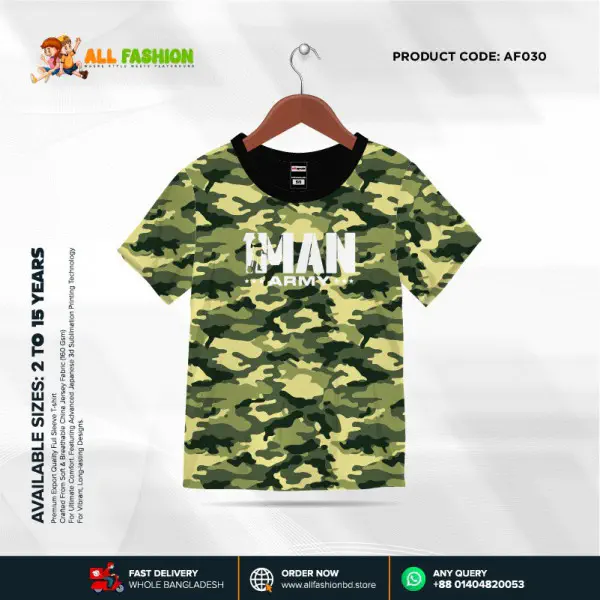 One Man Army Half-sleeve 3D Sublimation T-shirts For kids -AF030 