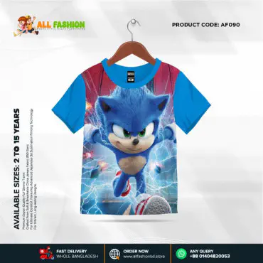 Sonic Half-sleeve 3D Sublimation T-shirts For kids - Code: AF85