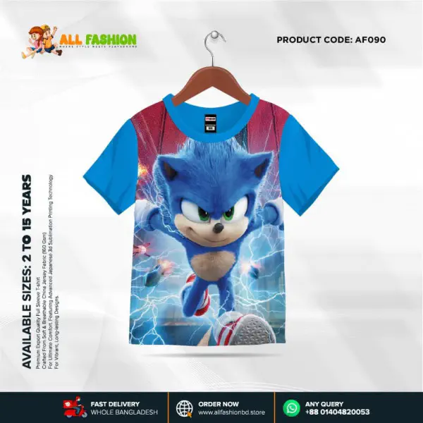 Sonic Half-sleeve 3D Sublimation T-shirts For kids - Code: AF85