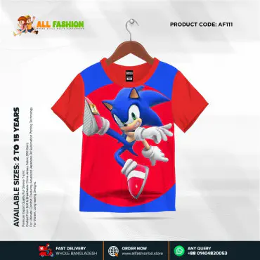 Sonic Half-sleeve 3D Sublimation T-shirts For kids - AF111