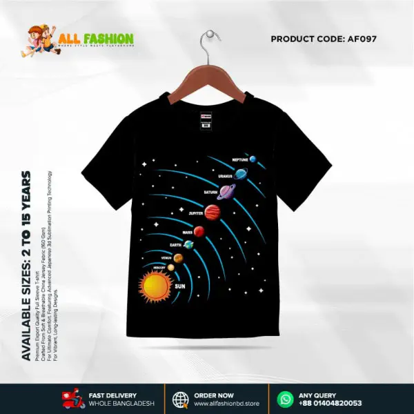  Earth Half-sleeve 3D Sublimation T-shirts For kids- Code: AF10