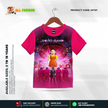 Squid Game Half-sleeve 3D Sublimation T-shirts For kids - AF44