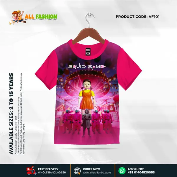 Squid Game Half-sleeve 3D Sublimation T-shirts For kids - AF44