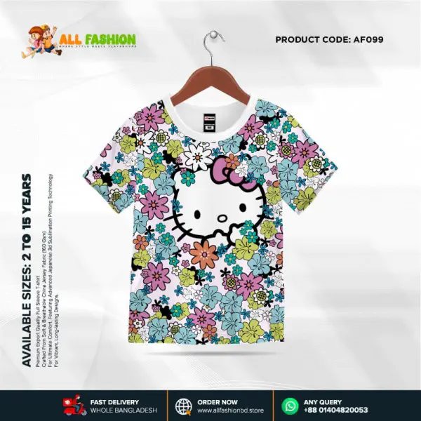 Hallo Kitty Half-sleeve 3D Sublimation T-shirts For kids - AF50