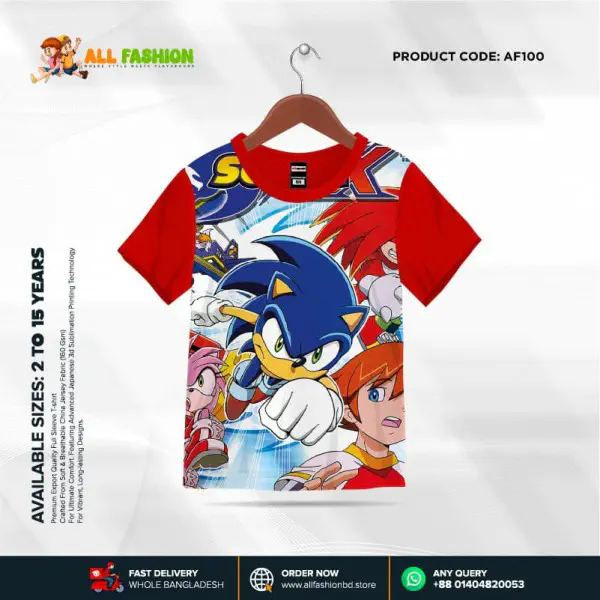 Sonic Read Half-sleeve 3D Sublimation T-shirts For kids - AF100