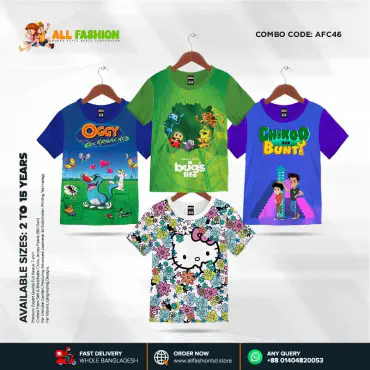 KIDS 3D T-SHIRT COMBO 27 HALF SLEEVE BOYS & GIRLS (SUBLIMATION PRINT)-AFC46