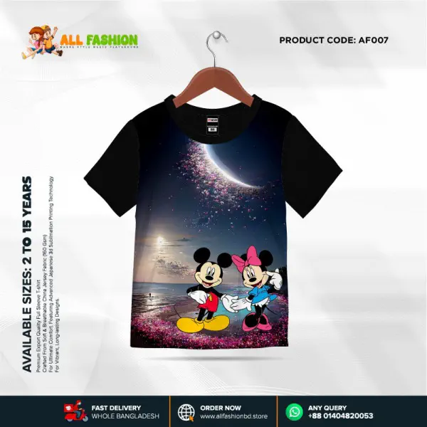 Mickey Mouse Half-sleeve 3D Sublimation T-shirts For kids - AF007