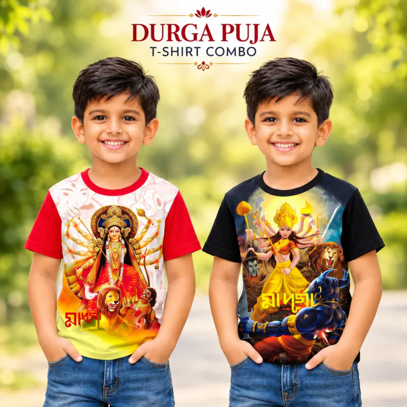 DURGA PUJA SPECIAL COMBO KIDS 3D T-SHIRT-AKPC01