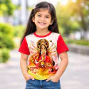 DURGA PUJA SPECIAL RED WHITE KIDS 3D T-SHIRT-AKP08