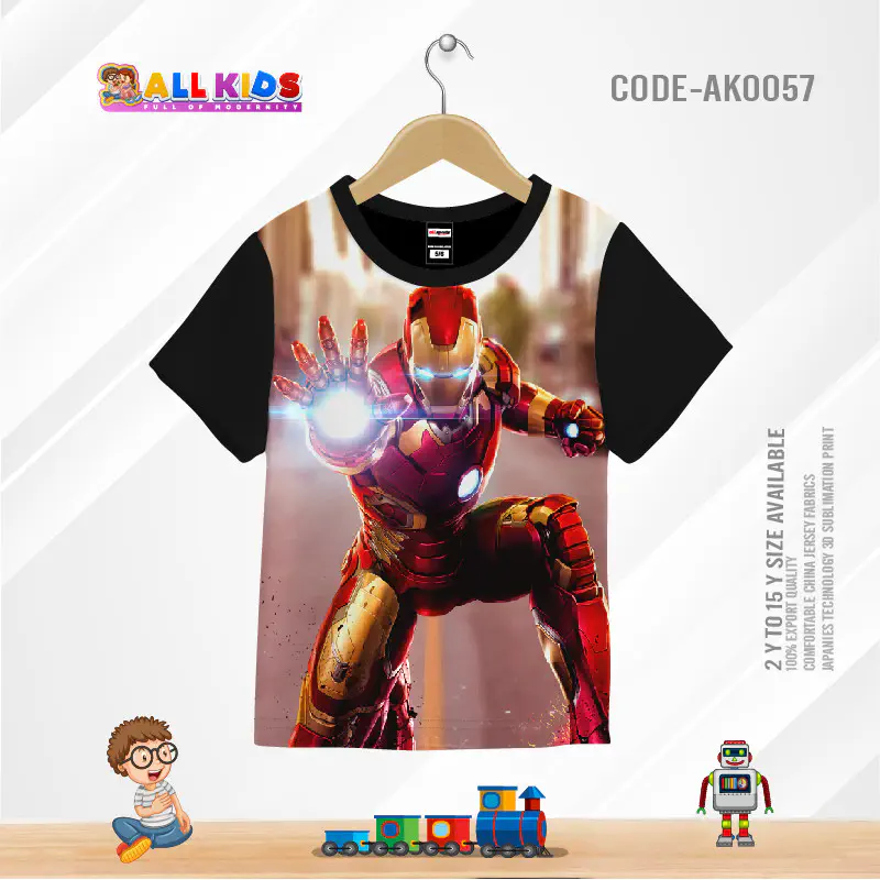 Ironman  black t-shirt half sleeve-AKHRC7.1
