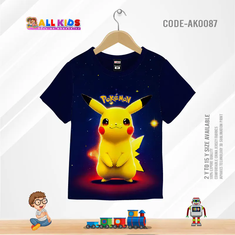 Pikachu Black t-shirt half sleeve-AKHRC8.2