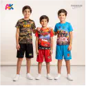 Army, Cars 95 & Roblox 3D Printed T-Shirt and Shorts 3 Sets Combo for Kids
