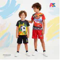 Football & Cars 95 3D Printed T-Shirt and Shorts 2 Sets Combo for Kids
