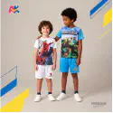Minecraft & Spiderman white 3D Printed T-Shirt and Shorts 2 Sets Combo for Kids