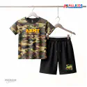 Army 3D Printed T-Shirt and Shorts Set for Kids