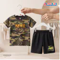 Spiderman & Army 3D Printed T-Shirt and Shorts 2 Sets Combo for Kids