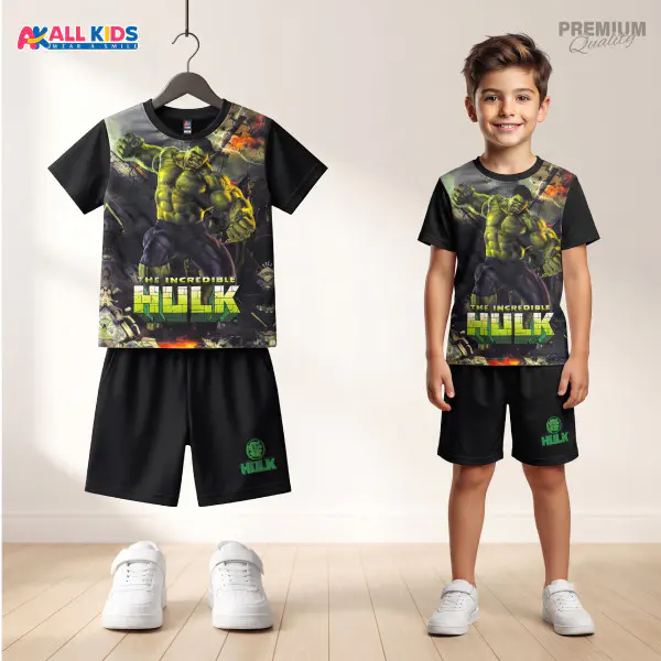 Favorite Hulk Kids 3D Printed T-Shirt and Shorts Set 