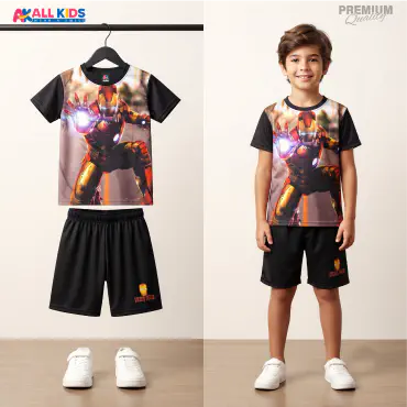 Favorite Iron man Kids 3D Printed T-Shirt and Shorts Set 