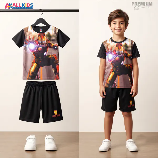 Favorite Iron man Kids 3D Printed T-Shirt and Shorts Set 