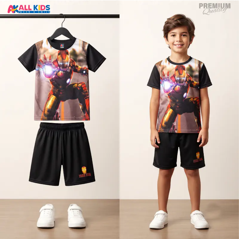 Favorite Iron man Kids 3D Printed T-Shirt and Shorts Set 