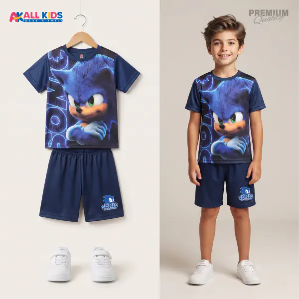 Favorite Sonic Kids 3D Printed T-Shirt and Shorts Set 