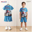 Favorite Spiderman Blue Kids 3D Printed T-Shirt and Shorts Set 