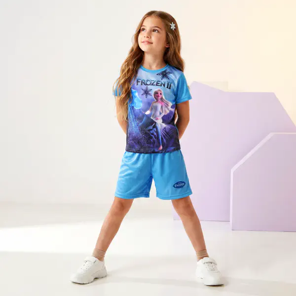  T-shirt & half pant set Frozen blue design-AKSETC11.1