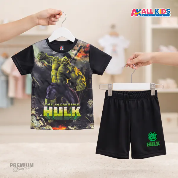Favorite Hulk Kids 3D Printed T-Shirt and Shorts Set 