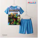 Minecraft 3D Printed T-Shirt and Shorts Set for Kids