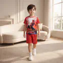 Spider-Man Red 3D Printed T-Shirt and Shorts Set for Kids