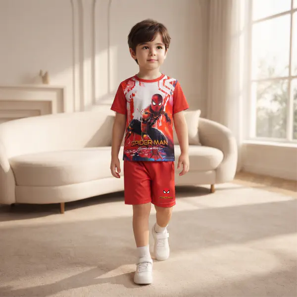Favorite Spiderman Red Kids 3D Printed T-Shirt and Shorts Set 