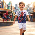 Minecraft & Spiderman white 3D Printed T-Shirt and Shorts 2 Sets Combo for Kids