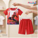 Spider-Man Red 3D Printed T-Shirt and Shorts Set for Kids