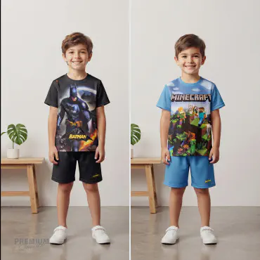Super Kids 3D T-Shirt 2-Piece Combo – Minecraft & Batman