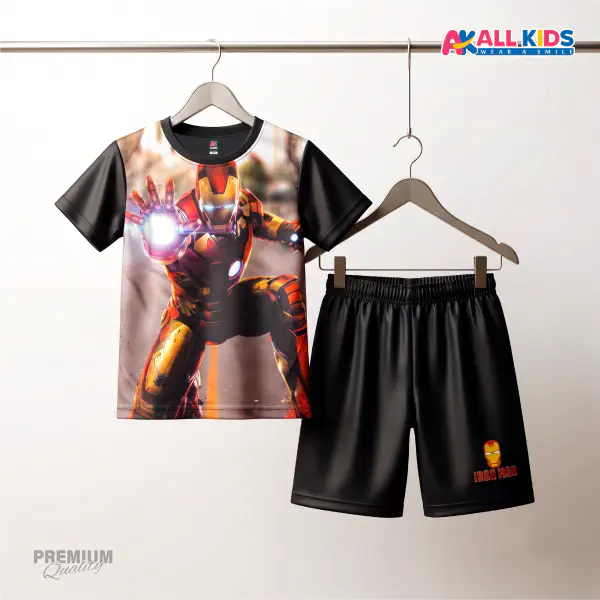 Super Iron man Kids 3D Printed T-Shirt & Shorts Set