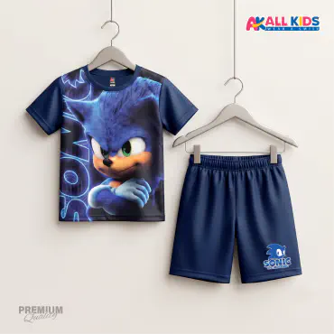 Super Sonic Kids 3D Printed T-Shirt & Shorts Set