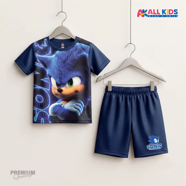Super Sonic Kids 3D Printed T-Shirt & Shorts Set