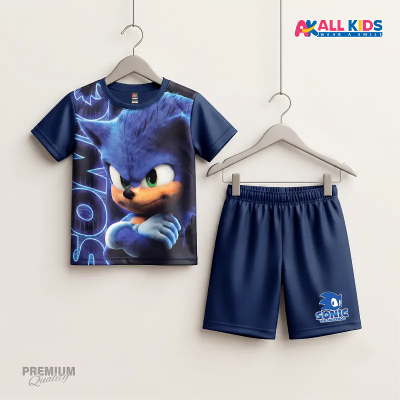 Super Sonic Kids 3D Printed T-Shirt & Shorts Set